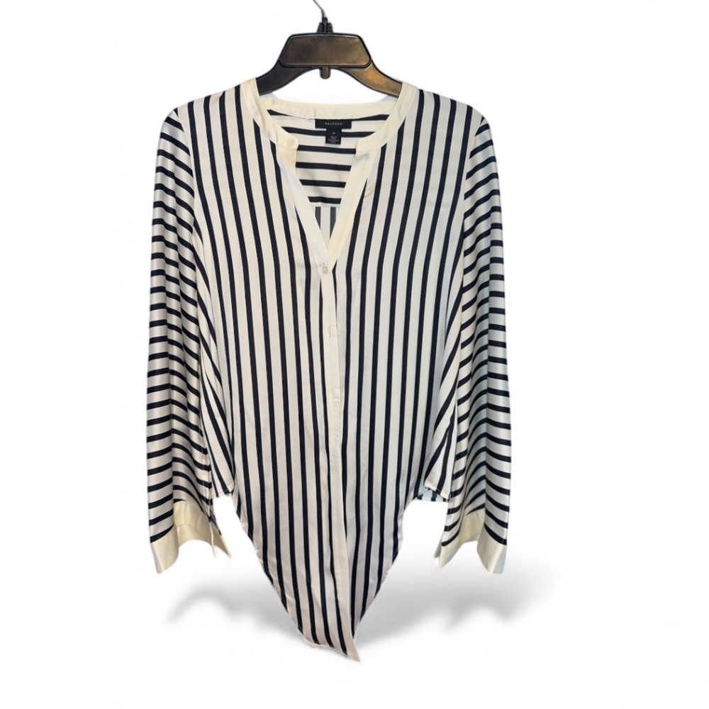 Halogen Striped Black and White Women's Top wide arms size medium